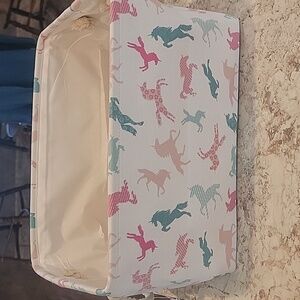 Unicorn Print  3 Storage Bin 15x11x9 With Rope Handles. Nwt.